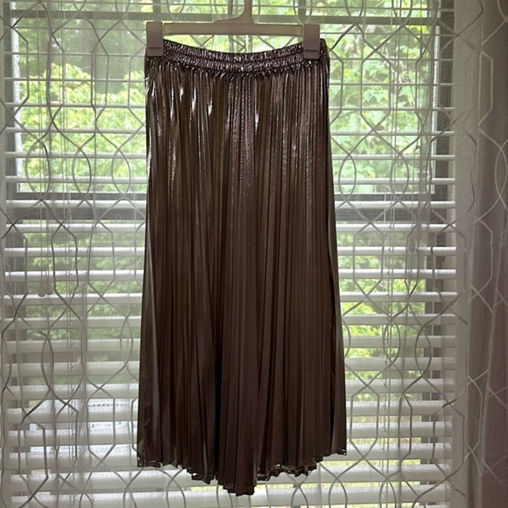 Silver Stretchy Skirt Pleated Size Small